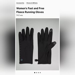 Lululemon Fast and Free Fleece Running Gloves M/L
